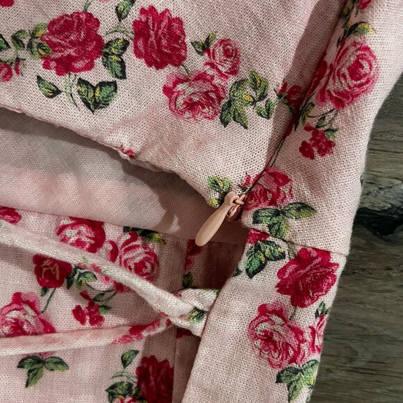 ZARA Floral Lace Up Cutout Strappy Linen Blend Mini Dress | XS - Picture 6 of 9